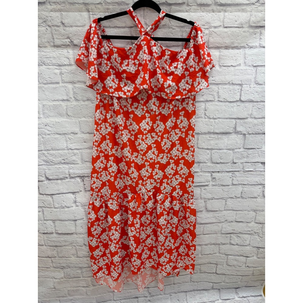 Borgo de Nor Floral Cold Shoulder Halter Midi Dress Sz 10 NWT's MSRP $800 Lxury